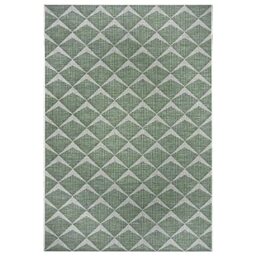NORTHRUGS Escala Design Indoor and Outdoor Rug (70 x 140 cm, Herringbone Pattern, 100% Polypropylene, Hard-wearing, Easy Care, UV Resistant, Living Room, Balcony, Terrace) Emerald Green Cream