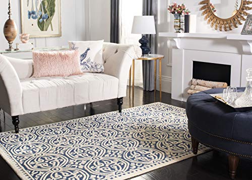 Safavieh Medallion Indoor Hand Tufted Rectangle Area Rug, Cambridge Collection, CAM123, in Navy Blue / Ivory, 152 X 244 cm for Living Room, Bedroom or Any Indoor Space