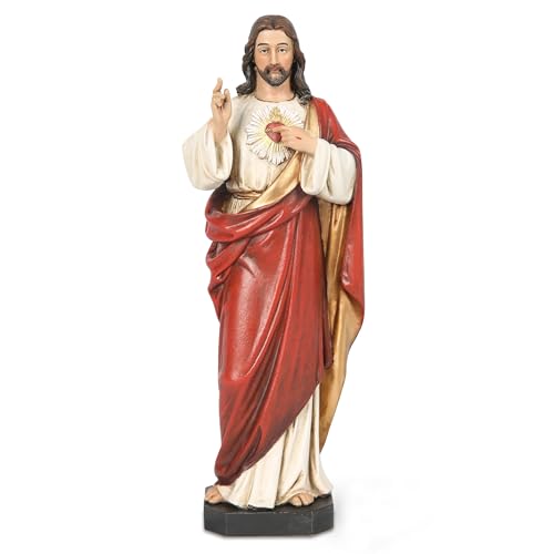 "BC Catholic Sacred Heart of Jesus Statue, Catholic Figurine, Religious Gifts, 6"" H, Handmade by Buildclassic"