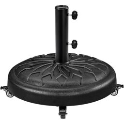 Yaheetech 25kg Patio Umbrella Base Retro Patio Rolling Heavy-duty with Wheels Self-Weight Market Round For 38mm/48mm Poles, Black