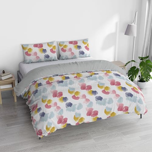 Italian Bed Linen Watercolor Duvet Cover Set with Digital Print, Double, WT 02