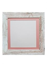 FRAMES BY POST Metro Picture Photo Frame Distressed White with Pink Mount 20 x 20 Inch Image Size 40 x 40 cm Plastic Glass