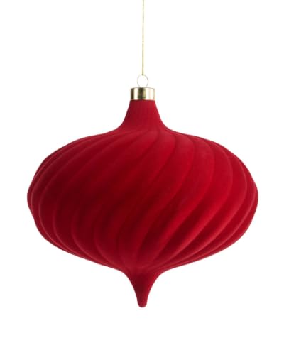Red Spiral Velvet Christmas Bauble 20 cm, Extra Large Tree Ornament