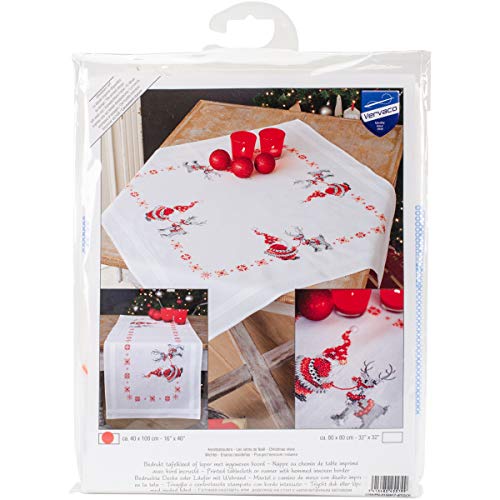 Vervaco Embroidery Kit: Runner: Christmas Elves, Acrylic, NA, 40 x 100cm
