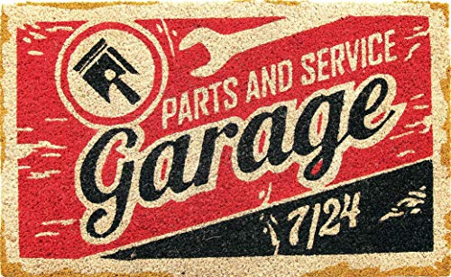 Coco & Coir Door Mats Indoor/Outdoor - Non Slip Colourful Lifestyle Entrance Mat (The Garage 45cm x 75cm)