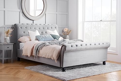 Birlea, 150cm Opulence Fabric Bed, Grey Velvet