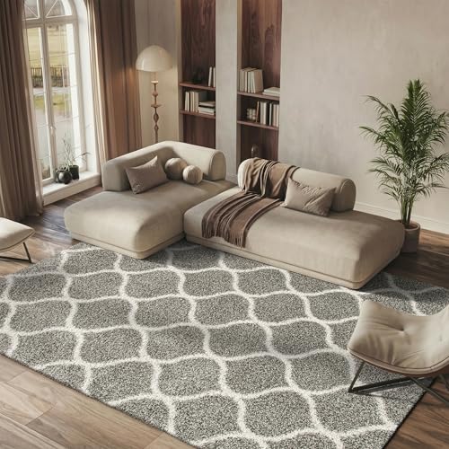 Safavieh Zoey Shag Rug, Woven Polypropylene Carpet in Grey / Ivory, 200 X 300 cm