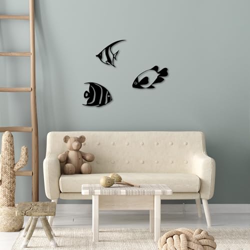 Stylish Black Decorative Metal Wall Accessory Set (3 Pieces) - 100% Metal, 1 mm Thickness - Perfect for Home Decor, Modern & Elegant Design