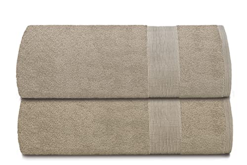 Belizzi Home Premium Cotton Oversized 2 Pack Bath Sheet 35x70-100% Pure Cotton - Ideal for Everyday use - Ultra Soft & Highly Absorbent - Machine Washable - Tan