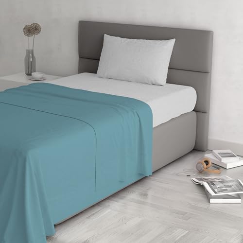 Trend Chic Bedding Set 100% Cotton Made in Italy, Single, Teal