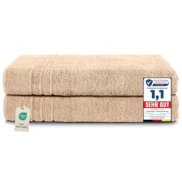 Komfortec Jumbo Bath Towels, 100% Cotton, Quick Dry, 80x200,Beige