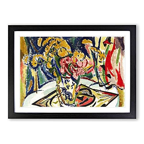 Flowers On A Table Vol.1 by Henry Lyman Sayen Framed Print - A2 Black Framed Wall Art - Ready to Hang - Modern Floral Picture - Living Room Bedroom Lounge Office