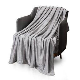 KEPLIN Flannel Blanket Large Bedspread - 150 x 200 cm - Soft Fluffy Warm Light Microfiber Fabric Design for Duvet Cover Quilt Rug - Perfect for Adults or Children's Gift (Silver Grey,Double)