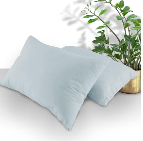 GC GAVENO CAVAILIA Housewife Pillowcases 2 Pack - Breathable Pillow Covers with Envelope Closure - Polycotton Plain Pillow Case (74x48 Cm) - Easy Care Fade Resistant Durable Bedding & Linen, Sky Blue