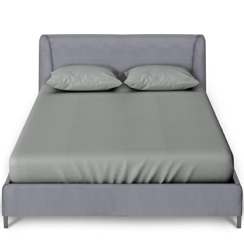 GC GAVENO CAVAILIA Percale Fitted Sheet - Ultra Soft Plain Dyed Bedding Bed Sheet - 25 Cm Elasticated Non Iron Polycotton Double Bed Sheet - Charcoal