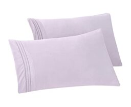 Elegant Comfort Solid Pillowcases 1500 Premium Hotel Quality Microfiber - Smooth Weave, Wrinkle and Stain Resistant, Easy Slip-On, 2-Piece Set, King Pillowcase, Lilac
