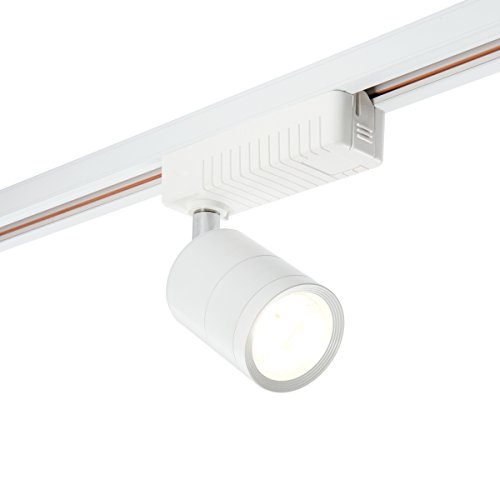 National Lighting CORA 7W Flexible Finish LED Cool 4200K 585 Lumens Head Spotlight for Our Single Circuit Track Lighting, Gloss White & Chrome Effect Plate