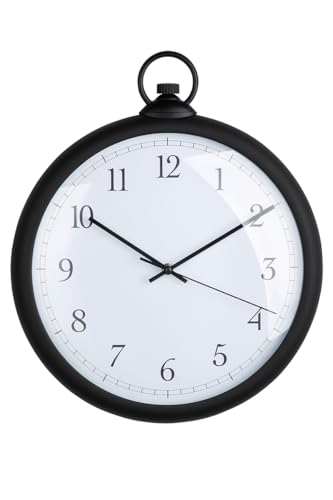 GILDE Pocket Wall Clock Round Plastic Black Height 43 cm x Width 36 cm Batteries Not Included