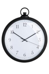 GILDE Pocket Wall Clock Round Plastic Black Height 43 cm x Width 36 cm Batteries Not Included