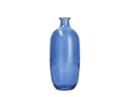 H&H Recycled Glass Bottle Vase Blue 31cm - Decorative Vase for Fresh, Dried Flowers, Ornamental Branches and Elegant Home Decor