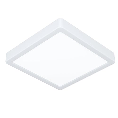 Eglo LED Ceiling Light Fitting Fueva 6, Square Ceiling lamp, Flush Light Fixture, White Plastic, Ceiling Lighting Warm White-Cold White, 22x22 cm