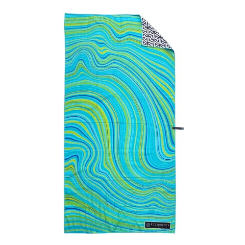 ECCOSOPHY Microfiber Beach Towel for Adults - Oversized Travel Beach Towels with Pouch - 71x35 inch Quick Dry Pool Towels - Large Sand Free Beach Towels (Bora Bora)