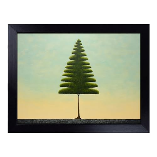 Lap Tray with Bean Bag Cushion, Pine Tree Minimalism - Handmade in the UK, Raised Wooden Edge, Padded Cushion, Heat-Resistant Wipe-Clean Surface, for Meals, Laptops and Crafts