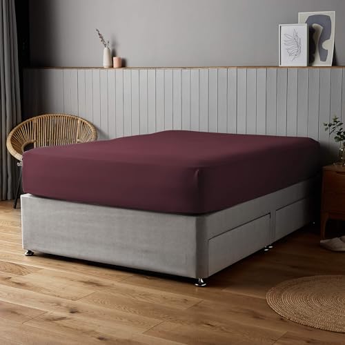 Silentnight Supersoft Natural Fitted Sheet - Cosy & Comfortable Delicate Touch - Luxurious Easy Care Microfibre with Elasticated Corners - Stylish & Modern Mattress Fitted Sheet, Berry, Double