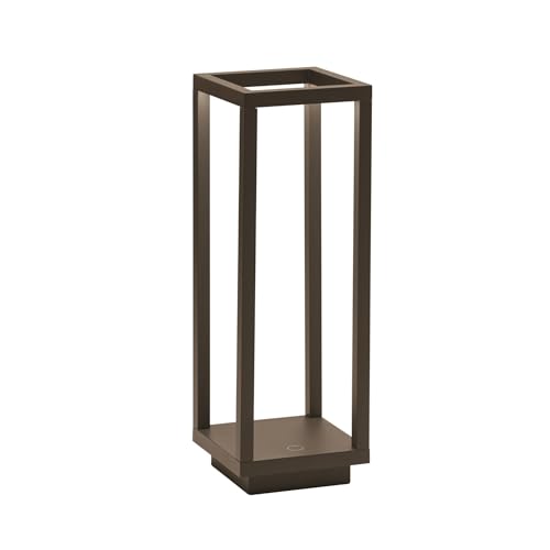 Zafferano, Home Pro, Rechargeable Cordless Table Lamp with Touch Controls, Suitable for Interior and Outdoor, Dimmer, 3000 K, Height 29.4 cm, Corten Colour