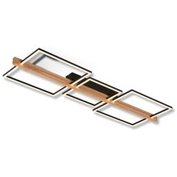 BRILONER - LED Ceiling Light with Wooden Decoration, Dimmable in Levels, Warm White Light Colour, LED Lamp, Ceiling Light, Living Room Lamp, Bedroom Lamp, Kitchen Lamp, 108 x 35 x 8 cm (L x W x H