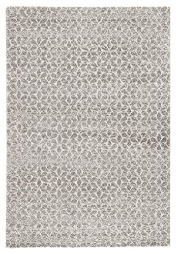 Mint Rugs Impress Deep-Pile Rug, Soft and Fluffy, Two Colour Design with Fine Geometric Pattern (120 x 170 cm, 17 mm Pile Height, 100% Polypropylene, Suitable for Underfloor Heating), Grey Taupe
