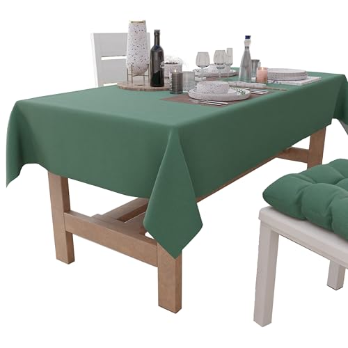 PETTI Artigiani Italiani - Rectangular Tablecloth, Elegant Tablecloth, Plain Cotton Tablecloth, Kitchen Table Cover, Green Tablecloth X24 Seater (140 x 450 cm), 100% Made in Italy