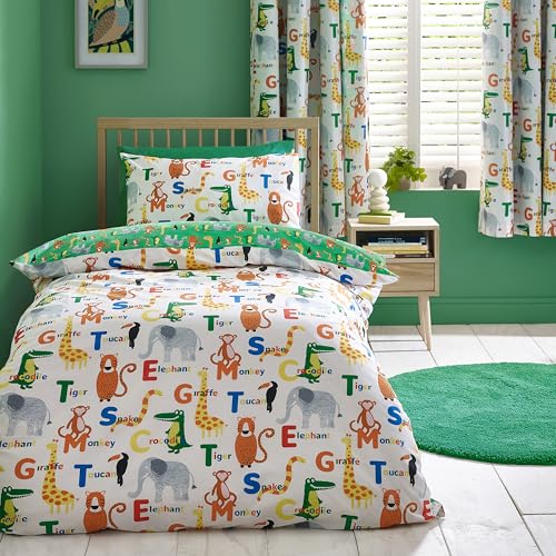 Catherine Lansfield Animal Magic Reversible Junior Duvet Cover Set with Pillowcase Natural