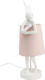 KARE Design Table Lamp Animal Rabbit, White and Rose, Shade Linen, Bar Steel, Bedside Lamp, Elegant Lighting, Room Decor, Bedroom, Living Room, Bulb not Included, 50 x 17 x 20 cm (H/W/D)