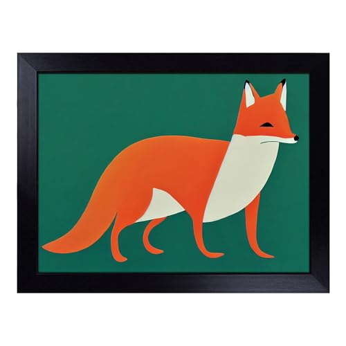 Lap Tray with Bean Bag Cushion, Beguiling Abstract Fox - Handmade in the UK, Raised Wooden Edge, Padded Cushion, Heat-Resistant Wipe-Clean Surface, for Meals, Laptops and Crafts