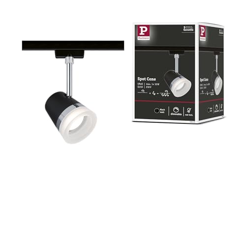 Paulmann 96925 Cone URail Individual spot GU10 max. 10W dimmable 230V Black matt, Chrome Rail System – Choose Any lamp