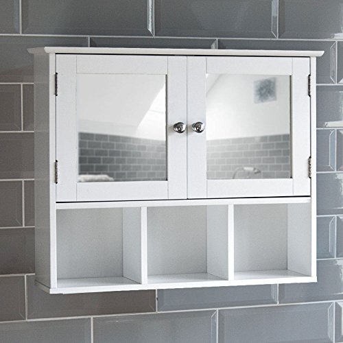 Priano Bathroom Mirror Cabinet with 2 Doors and 3 Compartments Wall Cabinet Storage