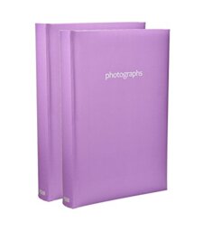 ARPAN Set of 2 Purple Memo Slip-In Photo Albums for 300 Photos 6x4 – Premium 300 Photo Album with Writing Space, CD/DVD Pocket & Index – First Day Cover Style – Perfect Photo Album 300 Photos 6x4