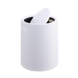 Relaxdays 6L Cosmetic Bin with Swing Lid, Inner Bin, Round, Matt White, 26x20x20 cm