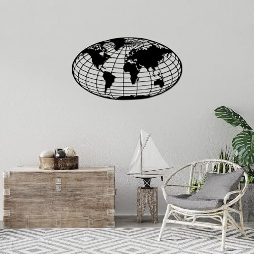 Stylish Black Decorative Metal Wall Accessory, 84 x 47 cm, 100% Metal (1.5 mm Thick), Easy Wall Mounting, Perfect for Modern Home Decor