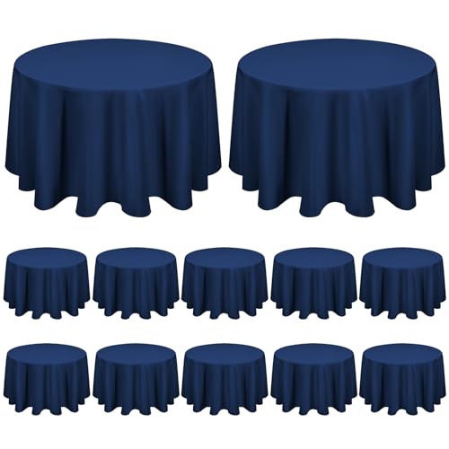 12 Pack Round Tablecloth Navy Blue Tablecloths 70 Inch,Circle Polyester Table Cloth,Washable Fabric Stain and Wrinkle Resistant Premium Round Table Cover for Wedding Parties Banquet Reception Dining
