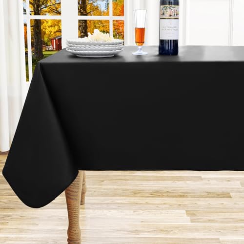 "homing Rectangle Vinyl Tablecloth, Waterproof Spillproof Plastic Flannel Backed Table Cloth, Wipe Clean Table Cover for Dining, Buffet Parties and Camping (Black, 52"" x 70"")"