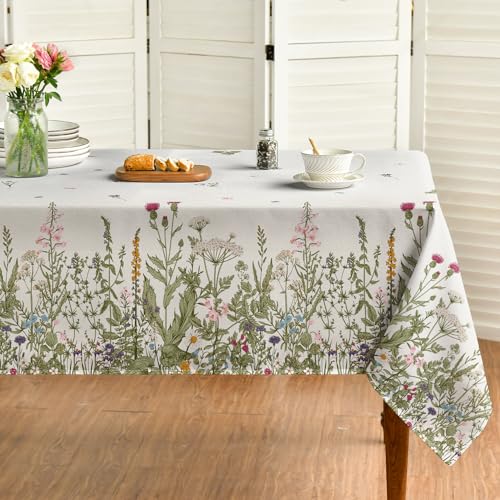 Horaldaily Spring Summer Tablecloth 52 x 70 Inch Rectangular Wild Flowers - Floral Fall Washable Table Cover for Party Picnic Dinner Decor