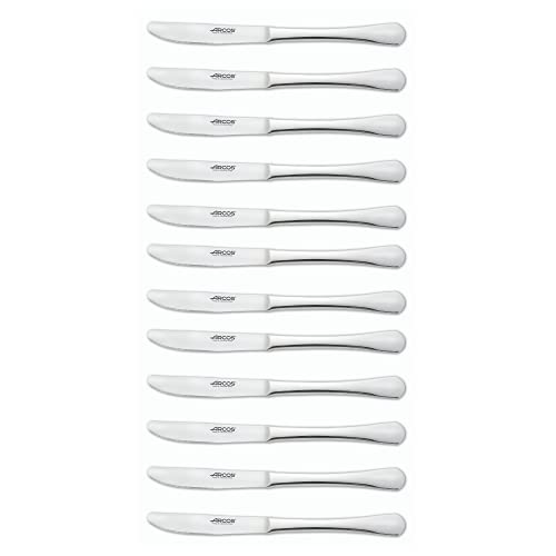 Arcos Series Madrid - Box 12 pieces Dessert Knife Table Knife - Monoblock of one piece Stainless Steel 100 mm (3.94 Inch) Silver Colour (12 Piece)