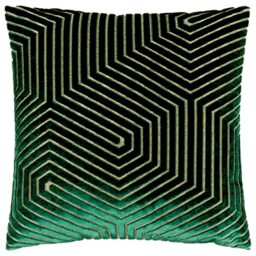 Paoletti Evoke Velvet Polyester Filled Cushion – Luxurious Chevron Pattern Decorative Square Pillow With Filling (Emerald - 45x45cm)