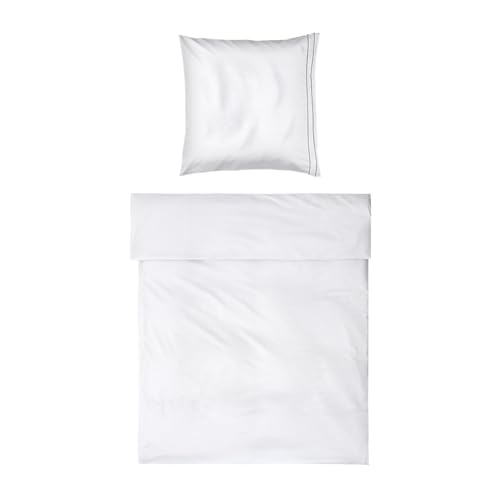 Möve Noblesse Bed Linen Set 135 x 200 cm + 80 x 80 cm 100% Cotton White/Grey