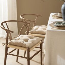 Yard Slub Cotton Seat Pads 2 Pack Seat Pad Cushions (Linen, 40 x 40 cm)