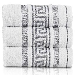 GC GAVENO CAVAILIA 3 Pack Greek Hand Towels - 100% Egyptian Cotton Quick Dry Towel (50x90 cm) - Highly Absorbent Bathroom Hand Towel Set - 550 GSM Towels for Hotel Gym Travel & Skin Friendly, White