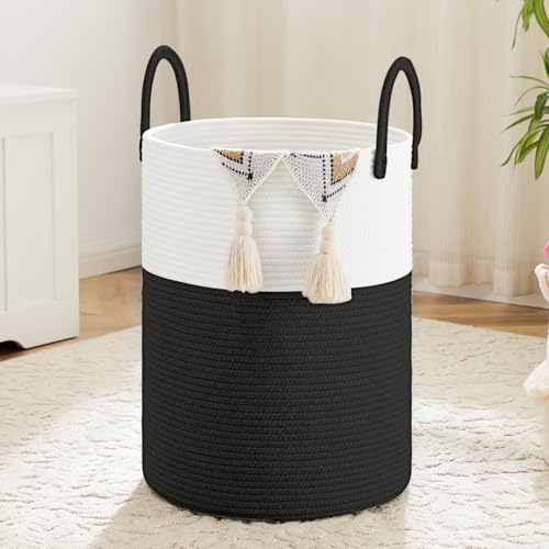Artfeel Laundry Basket,Woven Cotton Rope Laundry Hamper,100L for Decorative Storage of Dirty Clothes,Toys and Blankets in Bathroom,Bedroom and Living Room