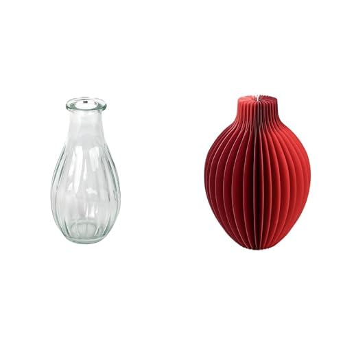 Talking Tables Clear Glass Bud Vase for flowers, s & Talking Tables Rote Wabenpapier-Vase mit Glasfläsc Table Decor Bundle